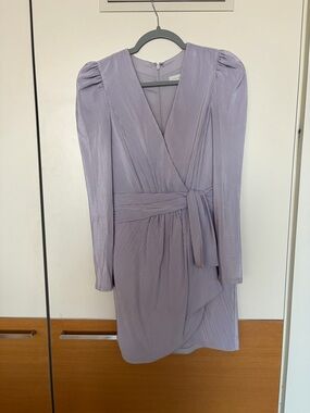 Jonathan Simkhai Lilac Long-Sleeve Pleated Wrap Dress
